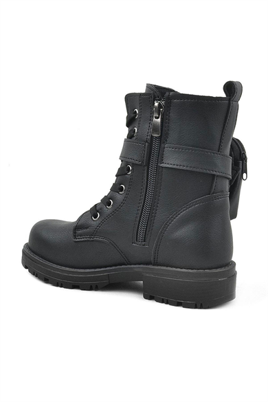 Rakerplus Siyah Fermuarlı Bağcıklı Cüzdanlı Kız Çocuk Bot