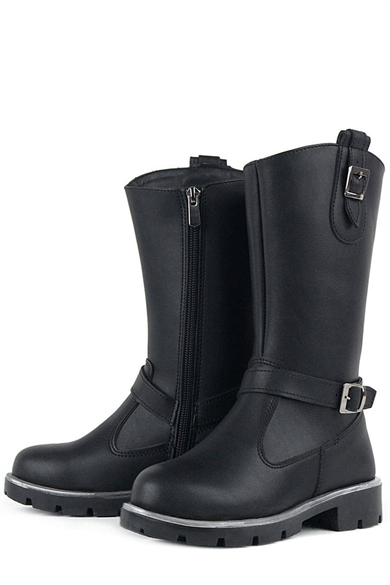 Rakerplus Siyah Fermuarlı Uzun Kız Çocuk Çizme