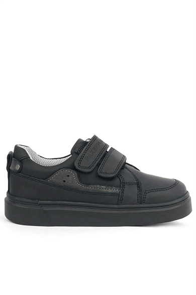 Rakerplus Siyah Hakiki Deri Cırtlı Erkek Çocuk Sneaker Ayakkabı