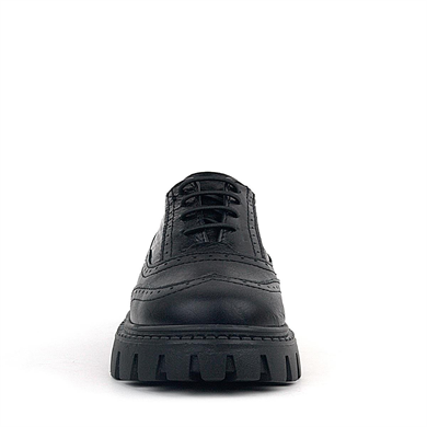 Rakerplus Siyah Kırışık Rugan Hakiki Deri Bağcıklı Oxford Günlük Ayakkabı