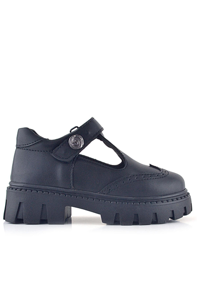 Rakerplus Siyah Mat Cırt Cırtlı Metal Detaylı Kız Çocuk Günlük Ayakkabı