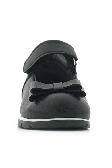 Rakerplus Siyah Mat Fiyonklu Kız Bebek Babet Ayakkabı