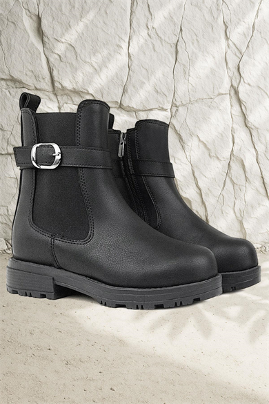 Rakerplus Siyah Mat Lastikli Kız Çocuk Bot