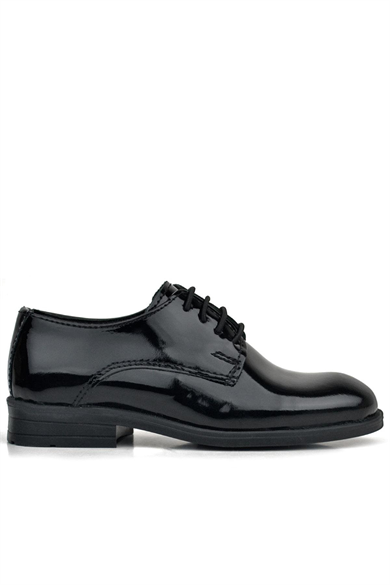 Rakerplus Siyah Rugan Bağcıklı Oxford Çocuk Okul Ayakkabısı