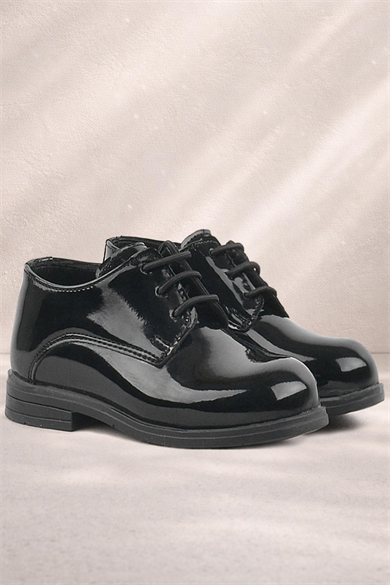 Rakerplus Siyah Rugan Bağcıklı Oxford Çocuk Okul Ayakkabısı