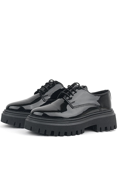 Rakerplus Siyah Rugan Bağcıklı Oxford Günlük Ayakkabı