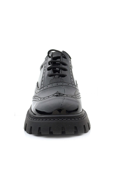 Rakerplus Siyah Rugan Bağcıklı Oxford Kız Çocuk Günlük Ayakkabı