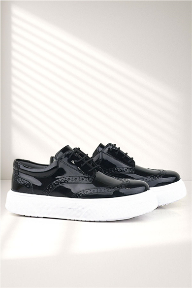 Rakerplus Siyah Rugan Beyaz Taban Oxford Çocuk Klasik Ayakkabı