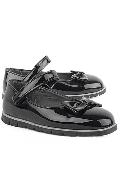 Rakerplus Siyah Rugan Fiyonklu Cırtlı Kız Çocuk Babet