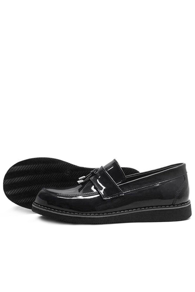 Rakerplus Siyah Rugan Loafer Çocuk Okul Ayakkabı