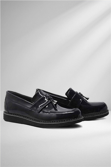 Rakerplus Siyah Rugan Loafer Çocuk Okul Ayakkabı