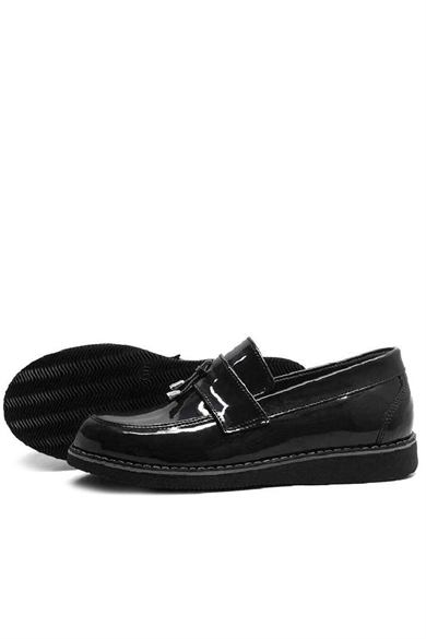 Rakerplus Siyah Rugan Loafer Çocuk Okul Ayakkabı