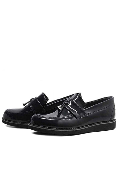 Rakerplus Siyah Rugan Loafer Çocuk Okul Ayakkabı