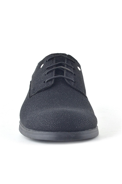 Rakerplus Siyah Simli Bağcıklı Metal Detaylı Klasik Çocuk Ayakkabı