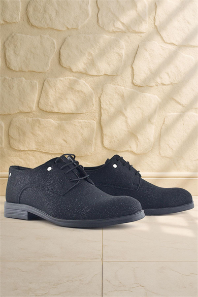 Rakerplus Siyah Simli Bağcıklı Metal Detaylı Klasik Çocuk Ayakkabı