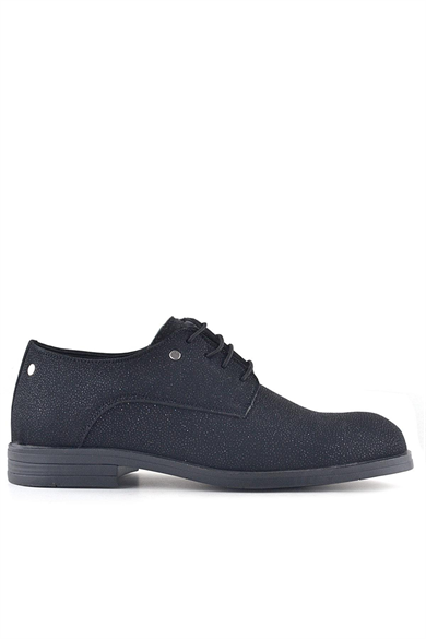 Rakerplus Siyah Simli Bağcıklı Metal Detaylı Klasik Çocuk Ayakkabı