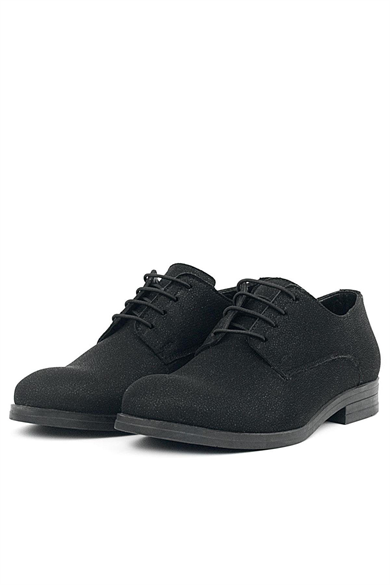 Rakerplus Siyah Simli Bağcıklı Takım Elbise Klasik Çocuk Ayakkabı