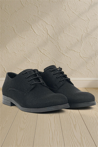 Rakerplus Siyah Simli Bağcıklı Takım Elbise Klasik Çocuk Ayakkabı