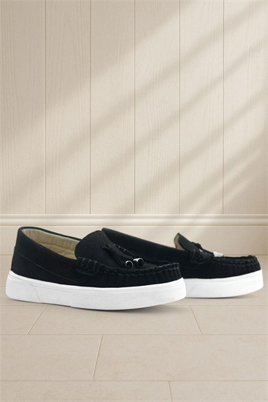 Rakerplus Siyah Süet Ekstra Hafif Çocuk Makosen Ayakkabı