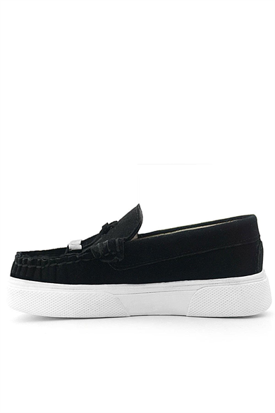 Rakerplus Siyah Süet Ekstra Hafif Çocuk Makosen Ayakkabı