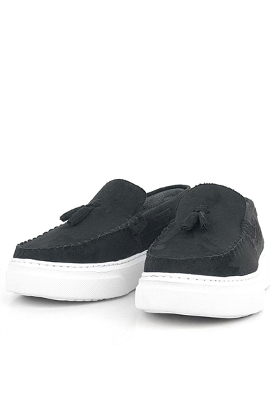 Rakerplus Siyah Süet Erkek Çocuk Klasik Makosen Ayakkabı