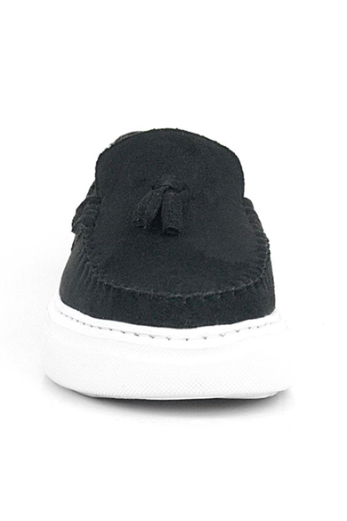 Rakerplus Siyah Süet Erkek Çocuk Klasik Makosen Ayakkabı