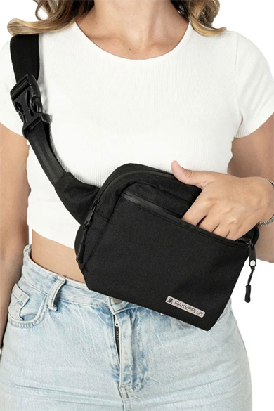 Rakerplus Siyah Unisex Minimal 21x15x5 cm Bel ve Göğüs Çantası