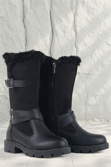 Rakerplus Siyah Uzun Fermuarlı Kız Çocuk Çizme