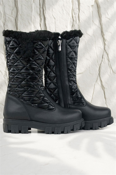 Rakerplus Siyah Uzun Fermuarlı Kız Çocuk Yağmur Çizmesi