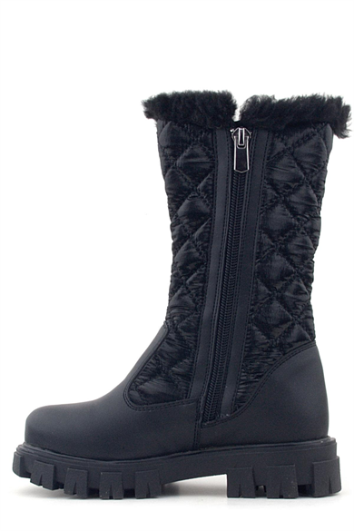 Rakerplus Siyah Uzun Fermuarlı Kurdeleli Kız Çocuk Yağmur Çizmesi