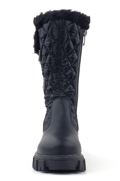 Rakerplus Siyah Uzun Fermuarlı Kurdeleli Kız Çocuk Yağmur Çizmesi