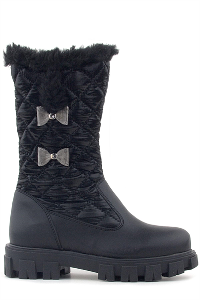 Rakerplus Siyah Uzun Fermuarlı Kurdeleli Kız Çocuk Yağmur Çizmesi