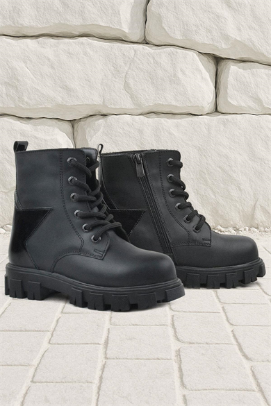 Rakerplus Siyah Yıldız Detaylı Kız Çocuk Bot