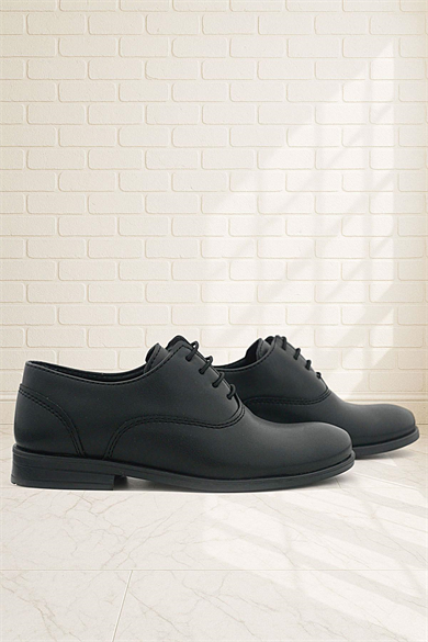 Rakerplus Smokin Siyah Mat Bağcıklı Çocuk Klasik Ayakkabısı