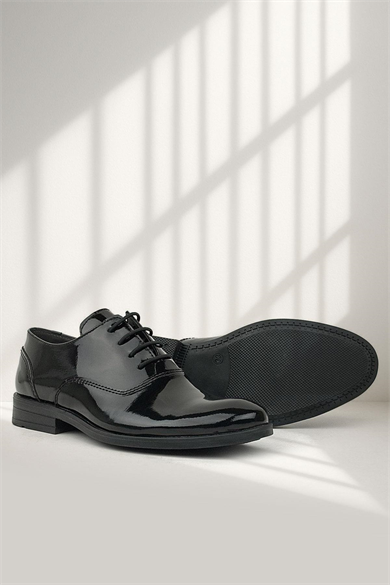 Rakerplus Smokin Siyah Rugan Bağcıklı Çocuk Klasik Ayakkabısı