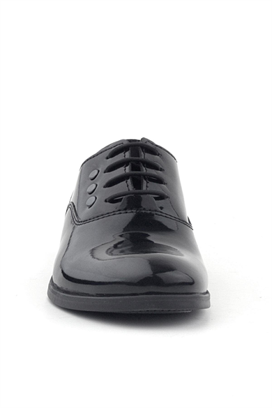 Rakerplus Smokin Siyah Rugan Bağcıklı Metal Detaylı Çocuk Klasik Ayakkabısı