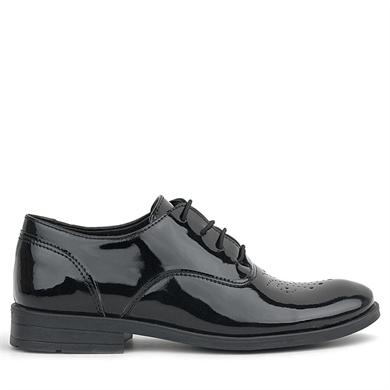 Rakerplus Smokin Siyah Rugan Desenli Bağcıklı Çocuk Klasik Ayakkabısı