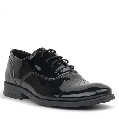 Rakerplus Smokin Siyah Rugan Desenli Bağcıklı Çocuk Klasik Ayakkabısı