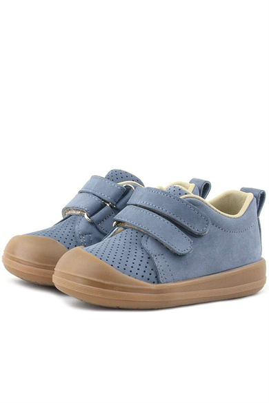 Rakerplus Sonic Hakiki Deri Gri Cırtlı Anatomik Bebek Spor Ayakkabı Sneaker