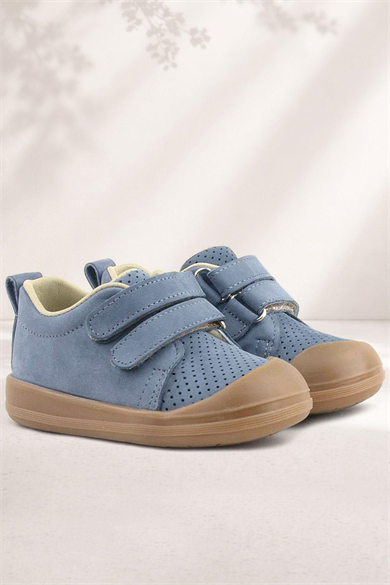 Rakerplus Sonic Hakiki Deri Gri Cırtlı Anatomik Bebek Spor Ayakkabı Sneaker