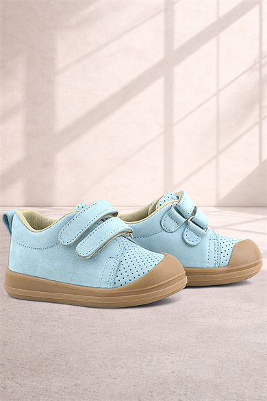 Rakerplus Sonic Hakiki Deri Mavi Cırtlı Anatomik Bebek Spor Ayakkabı Sneaker