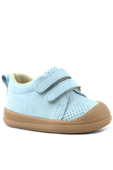 Rakerplus Sonic Hakiki Deri Mavi Cırtlı Anatomik Bebek Spor Ayakkabı Sneaker