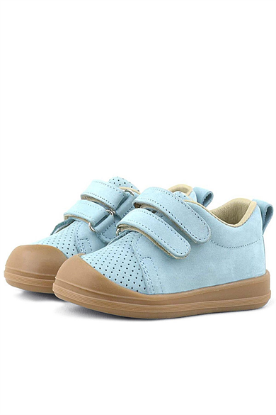 Rakerplus Sonic Hakiki Deri Mavi Cırtlı Anatomik Bebek Spor Ayakkabı Sneaker