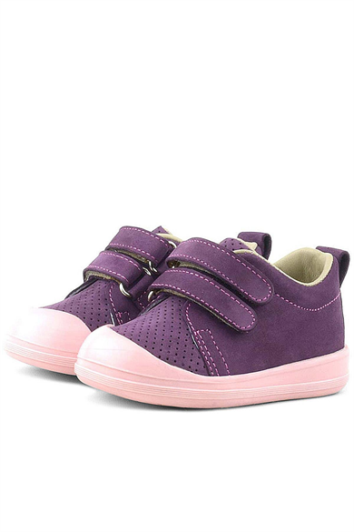 Rakerplus Sonic Hakiki Deri Mor Cırtlı Anatomik Bebek Spor Ayakkabı Sneaker