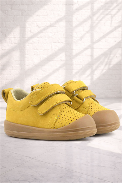 Rakerplus Sonic Hakiki Deri Sarı Cırtlı Anatomik Bebek Spor Ayakkabı Sneaker