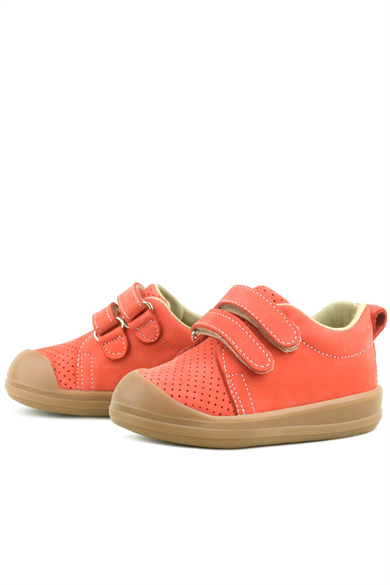 Rakerplus Sonic Hakiki Deri Turuncu Cırtlı Anatomik Bebek Spor Ayakkabı Sneaker