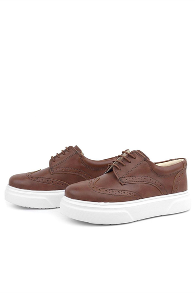 Rakerplus Taba Beyaz Taban Oxford Çocuk Klasik Ayakkabı