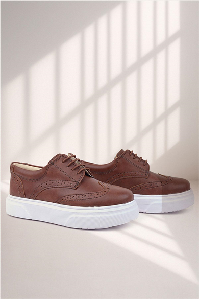 Rakerplus Taba Beyaz Taban Oxford Çocuk Klasik Ayakkabı