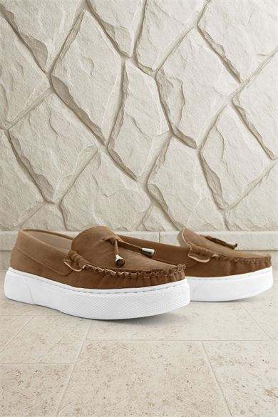 Rakerplus Taba Süet Ekstra Hafif Çocuk Makosen Ayakkabı