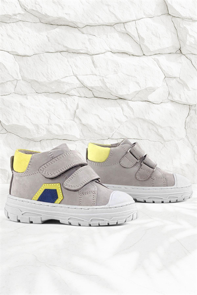 Rakerplus Tails Hakiki Deri Gri Sarı Cırtlı Çocuk Spor Bot